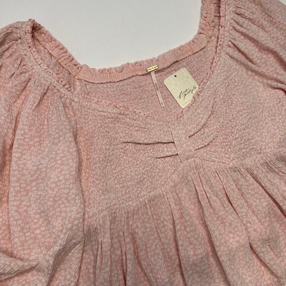 Free People Pink Lotus Cropped Ruffle Top NWT - Picture 3 of 8